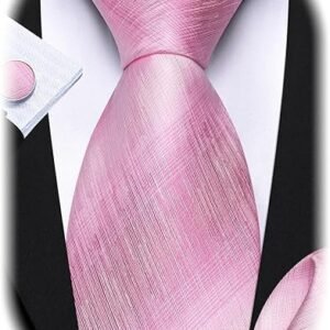 Tie Sets for Men Silk Stripe Necktie Woven Checkered Handkerchief Cufflinks Formal Business Wedding