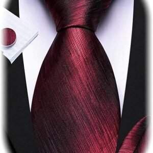 Tie Sets for Men Silk Stripe Necktie Woven Checkered Handkerchief Cufflinks Formal Business Wedding