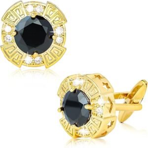 2Pcs Cufflinks for Men Tuxedo Studs Tuxedo Buttons Sliver Crystal Cuff Links Shirt Studs Men Shirt Cuff Links Tuxedo Suit Accessories Men Formal Dress Accessories for Business, Wedding（Golden Round）