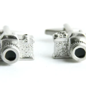Photographer Camera Enamel Silver Tone Cufflinks with Case