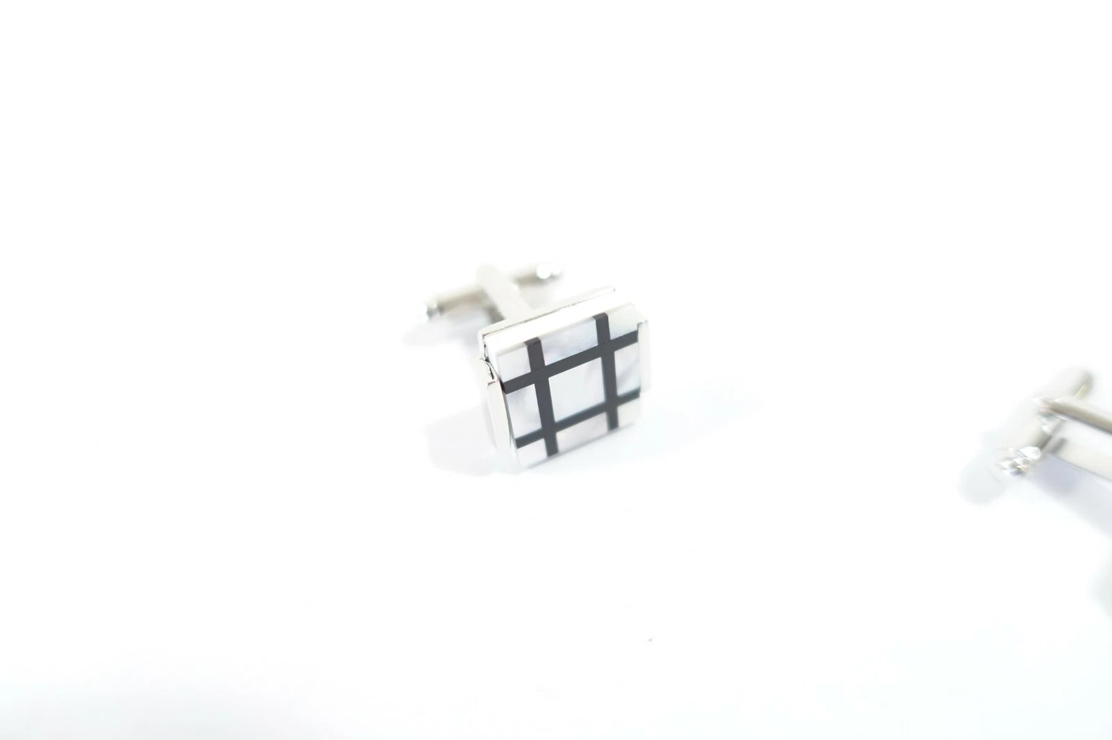 TONE CHECK WINDOWPANE METAL SQUARE CUFF LINK CUFFLINKS FORMAL DRESS - Image 2